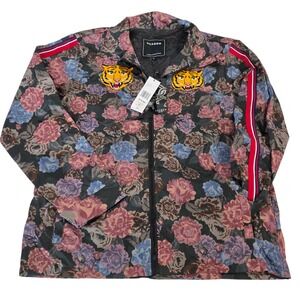 NWT Reason Fearless Tape Trim Jacket Mens‎ Multicolor L Floral Print Full Zip